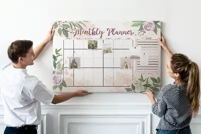 Rose Printed Cork Memo Board Planner
