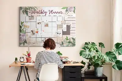 Rose Printed Cork Memo Board Planner
