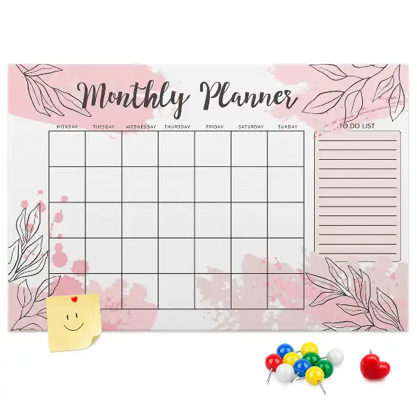 Pink Cork Monthly Planner Memo Board