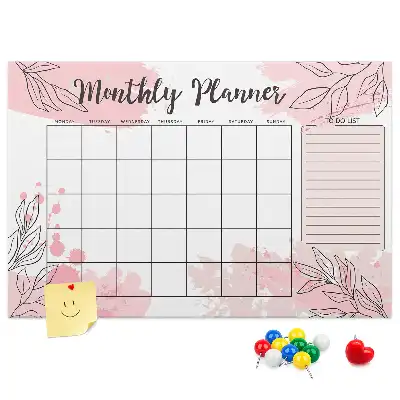 Pink Cork Monthly Planner Memo Board