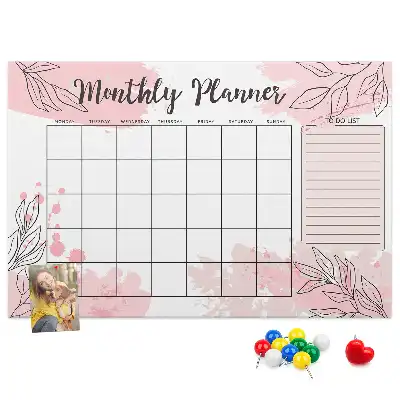 Pink Cork Monthly Planner Memo Board