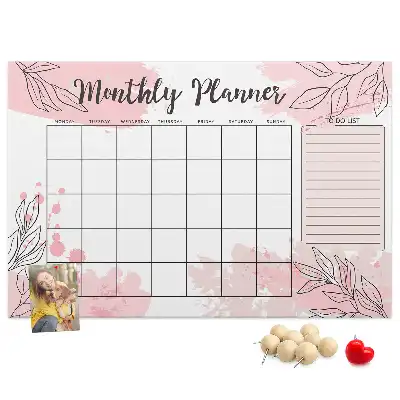 Pink Cork Monthly Planner Memo Board