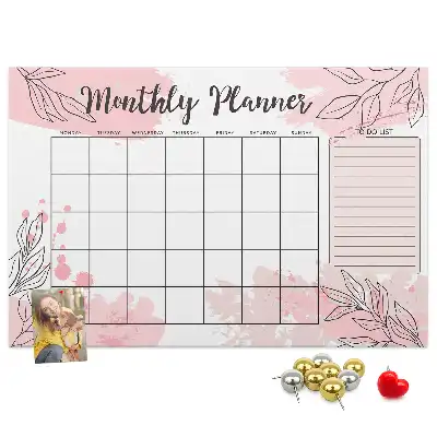 Pink Cork Monthly Planner Memo Board
