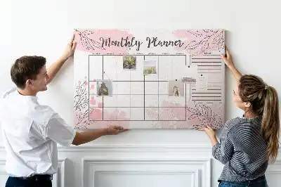 Pink Cork Monthly Planner Memo Board