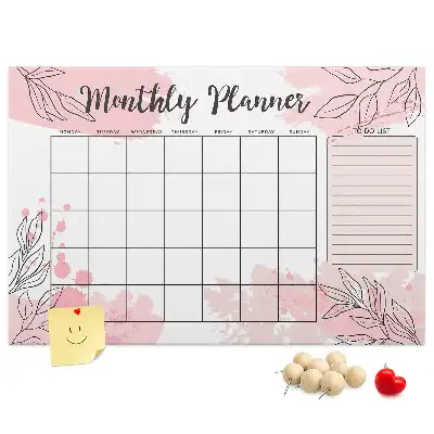 Pink Cork Monthly Planner Memo Board