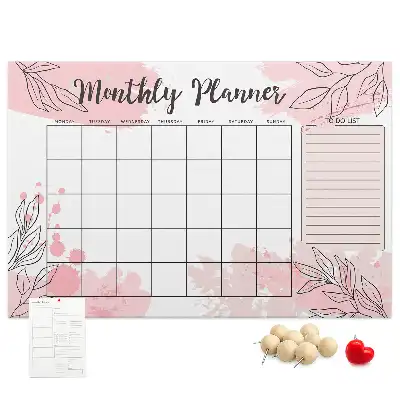 Pink Cork Monthly Planner Memo Board