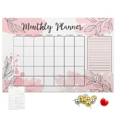 Pink Cork Monthly Planner Memo Board