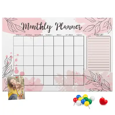 Pink Cork Monthly Planner Memo Board