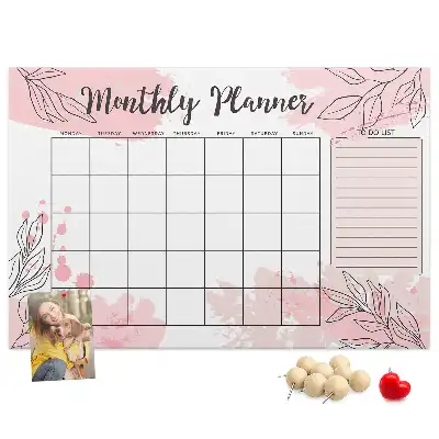 Pink Cork Monthly Planner Memo Board