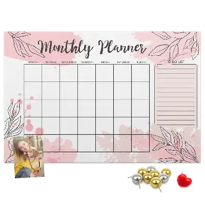 Pink Cork Monthly Planner Memo Board
