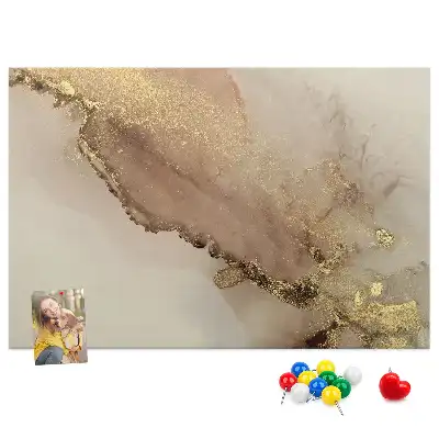 Printed Cork Memo Board Gold marble