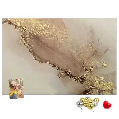 Printed Cork Memo Board Gold marble
