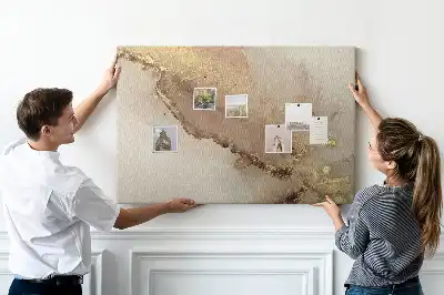 Printed Cork Memo Board Gold marble