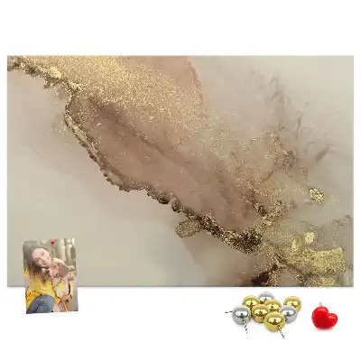 Printed Cork Memo Board Gold marble