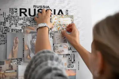 Printed Cork Memo Board with World Map Design Made of Letters