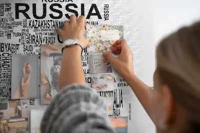 Printed Cork Memo Board with World Map Design Made of Letters