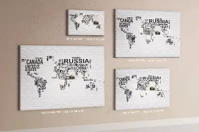 Printed Cork Memo Board with World Map Design Made of Letters