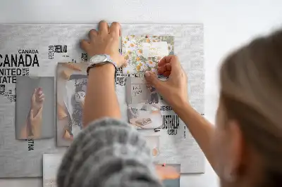 Printed Cork Memo Board with World Map Design Made of Letters