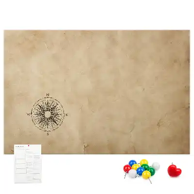 Compass printed cork board canvas