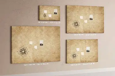 Compass printed cork board canvas