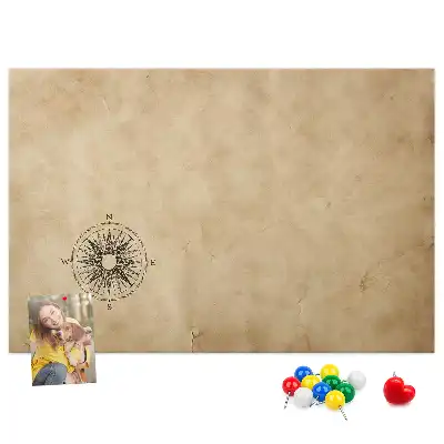 Compass printed cork board canvas