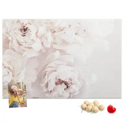 Printed Peony Flowers Cork Board