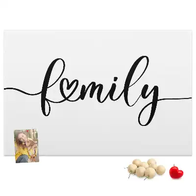 Family lettering cork memo board