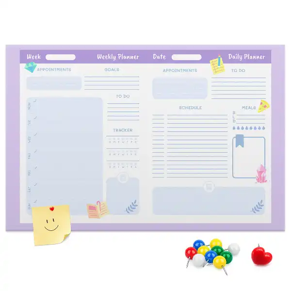 Pink Printed Cork Board Yearly Planner