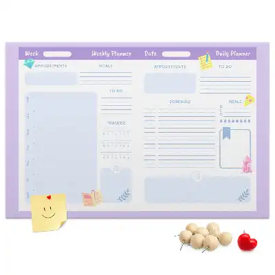 Pink Printed Cork Board Yearly Planner