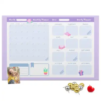 Printed Cork Yearly Planner Memo Board in Pink