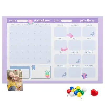 Printed Cork Yearly Planner Memo Board in Pink