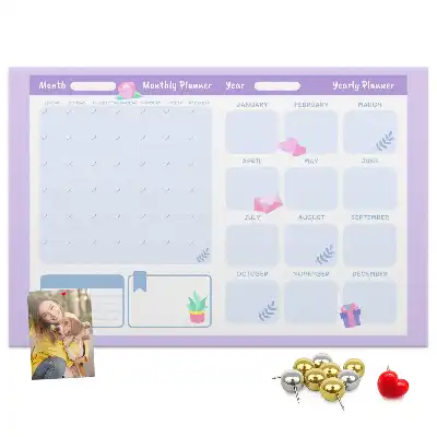 Printed Cork Yearly Planner Memo Board in Pink