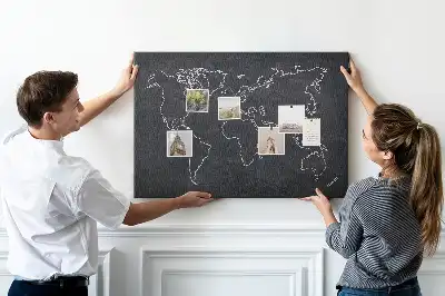 Printed Cork Memo Board World map outline