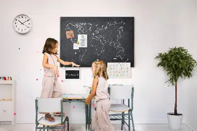 Printed Cork Memo Board World map outline