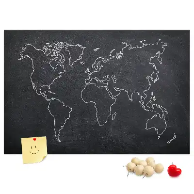 World Map Outline Printed Cork Memo Board