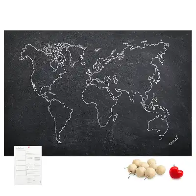 Printed Cork Memo Board World map outline