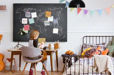 World Map Outline Printed Cork Memo Board