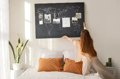 Printed Cork Memo Board World map outline