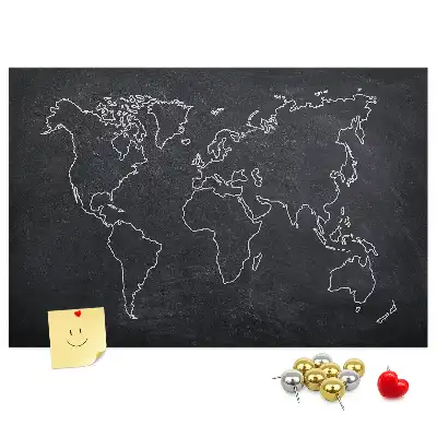 Printed Cork Memo Board World map outline