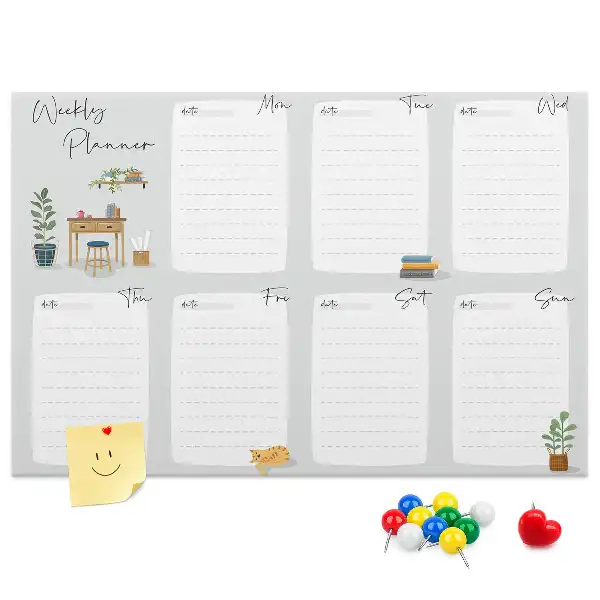 Cork Memo Board Weekly Planner