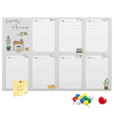 Cork memo board Cozy weekly planner