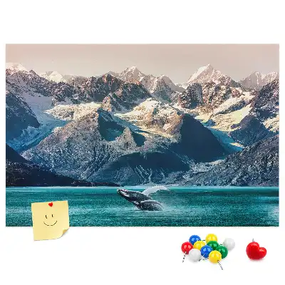 Whale-shaped printed cork memo board