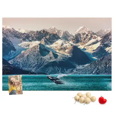 Whale-shaped printed cork memo board