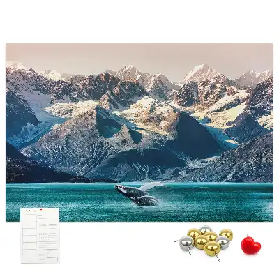Whale-shaped printed cork memo board