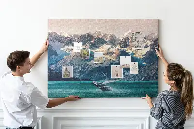 Whale-shaped printed cork memo board