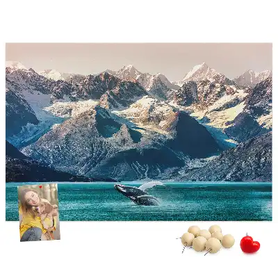 Whale-shaped printed cork memo board