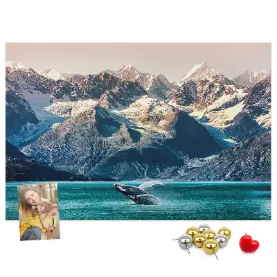 Whale-shaped printed cork memo board
