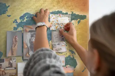 Cork memo board with an old world map design