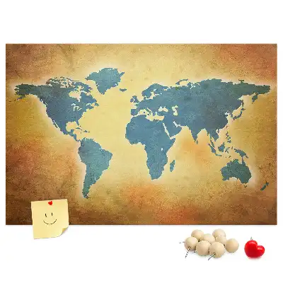 Cork memo board with an old world map design