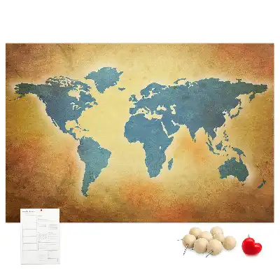 Cork memo board with an old world map design